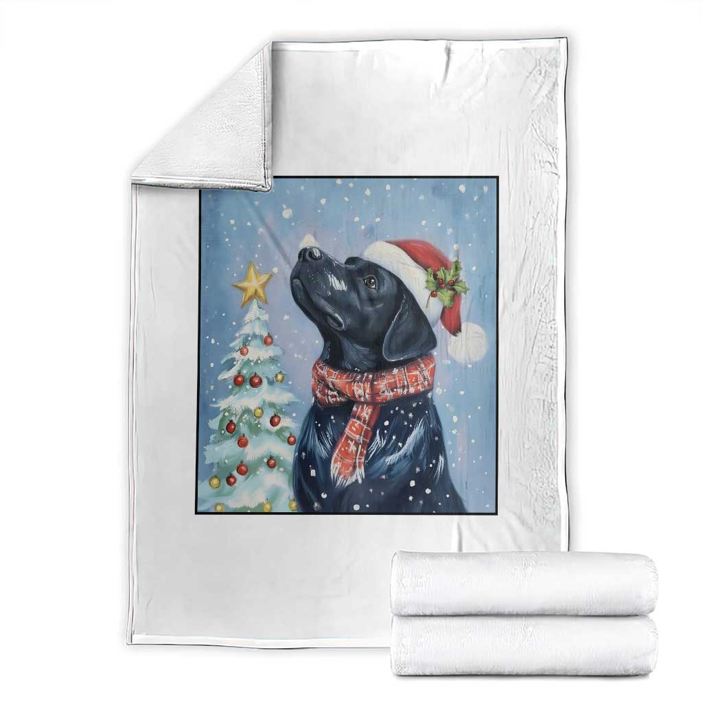 Cute Black Lab Christmas Throw Blanket Holiday Dog Lover Gift Idea - Wonder Print Shop