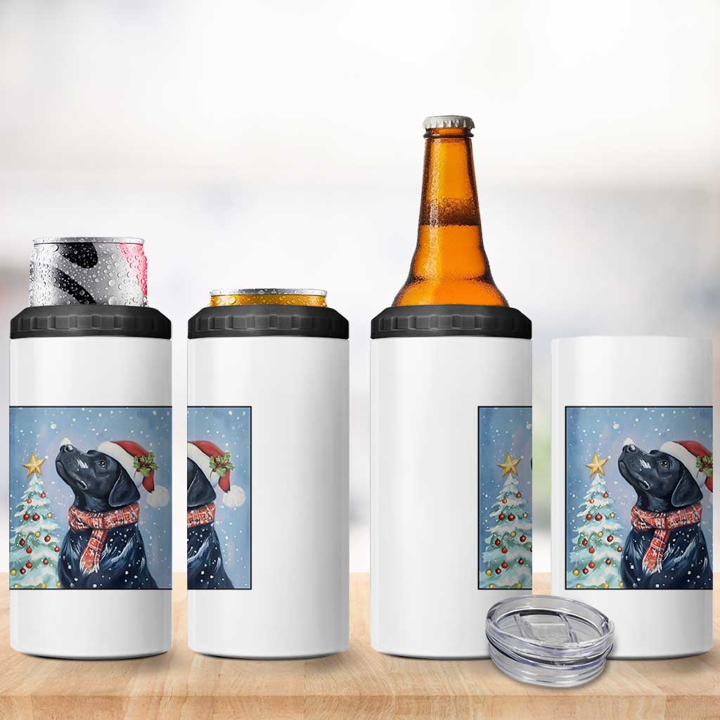 Cute Black Lab Christmas 4 in 1 Can Cooler Tumbler Holiday Dog Lover Gift Idea - Wonder Print Shop