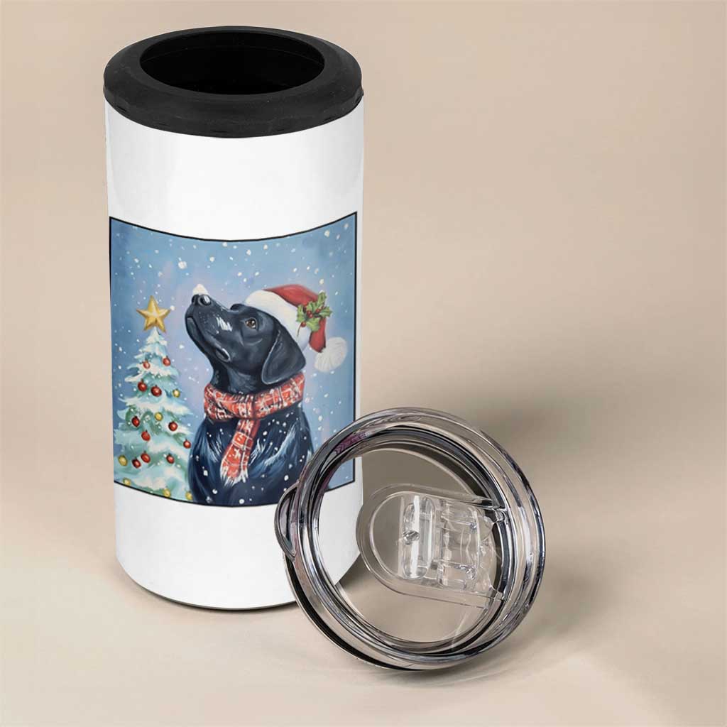 Cute Black Lab Christmas 4 in 1 Can Cooler Tumbler Holiday Dog Lover Gift Idea - Wonder Print Shop