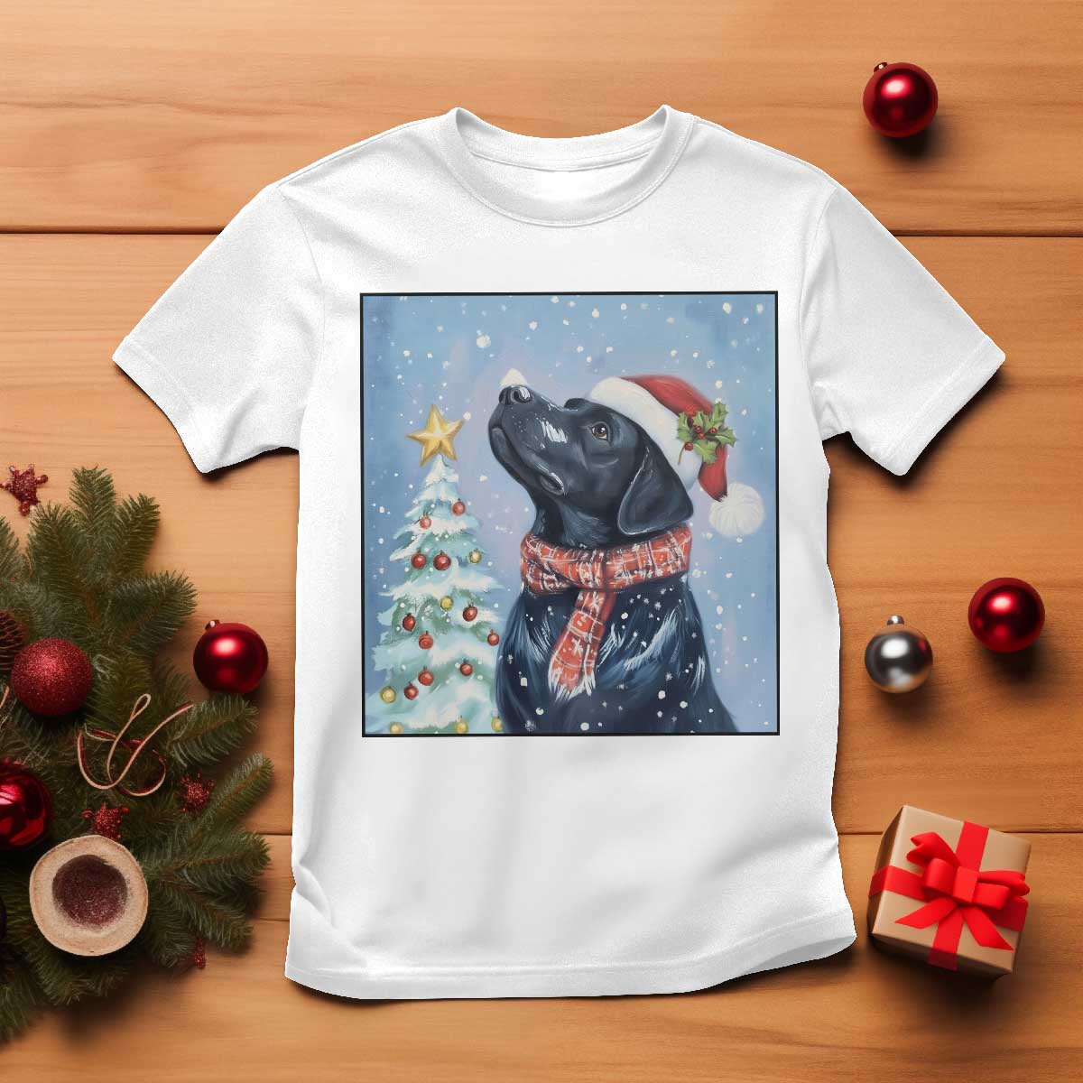 Cute Black Lab Christmas T Shirt Holiday Dog Lover Gift Idea - Wonder Print Shop