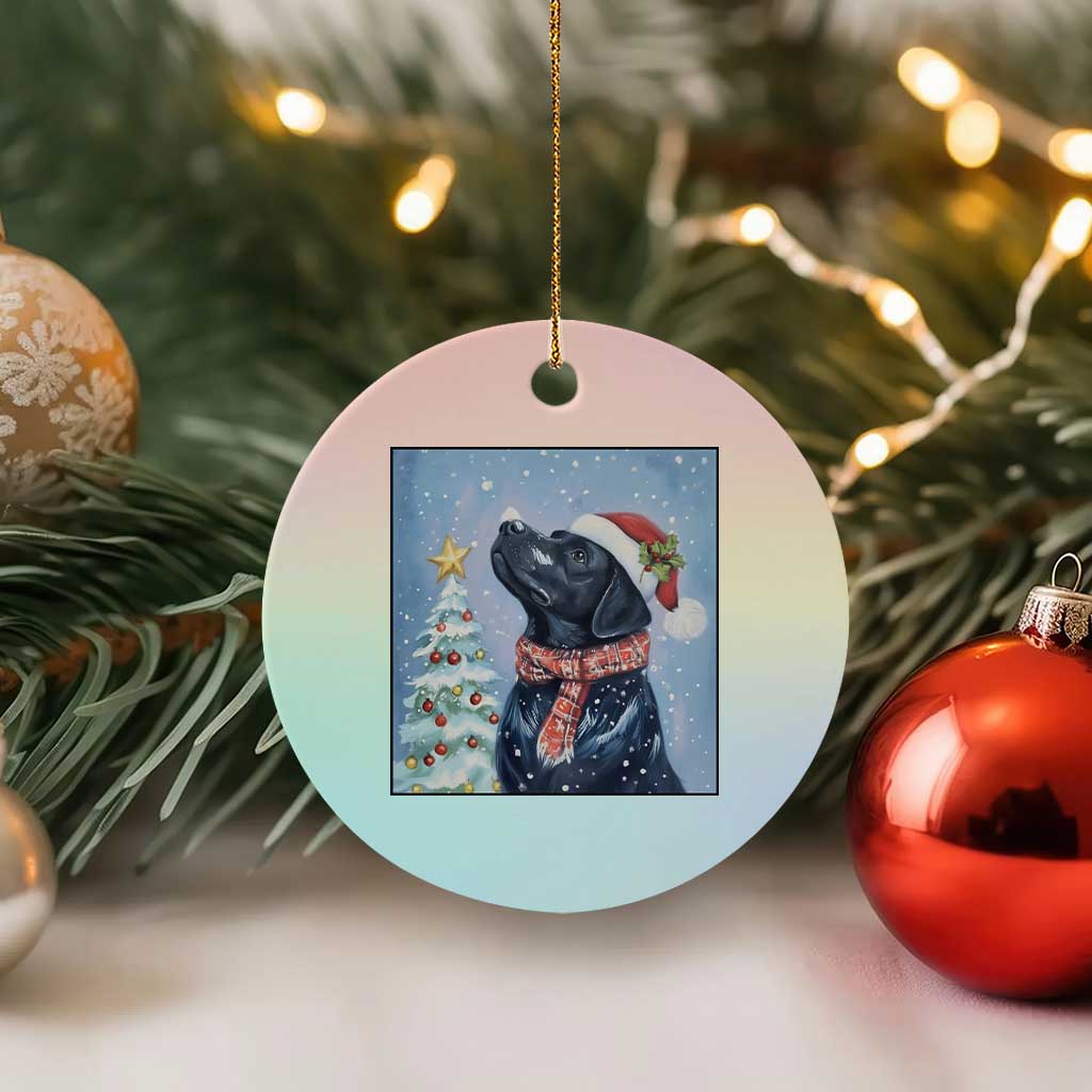 Cute Black Lab Xmas Ceramic Ornament Holiday Dog Lover Gift Idea - Wonder Print Shop