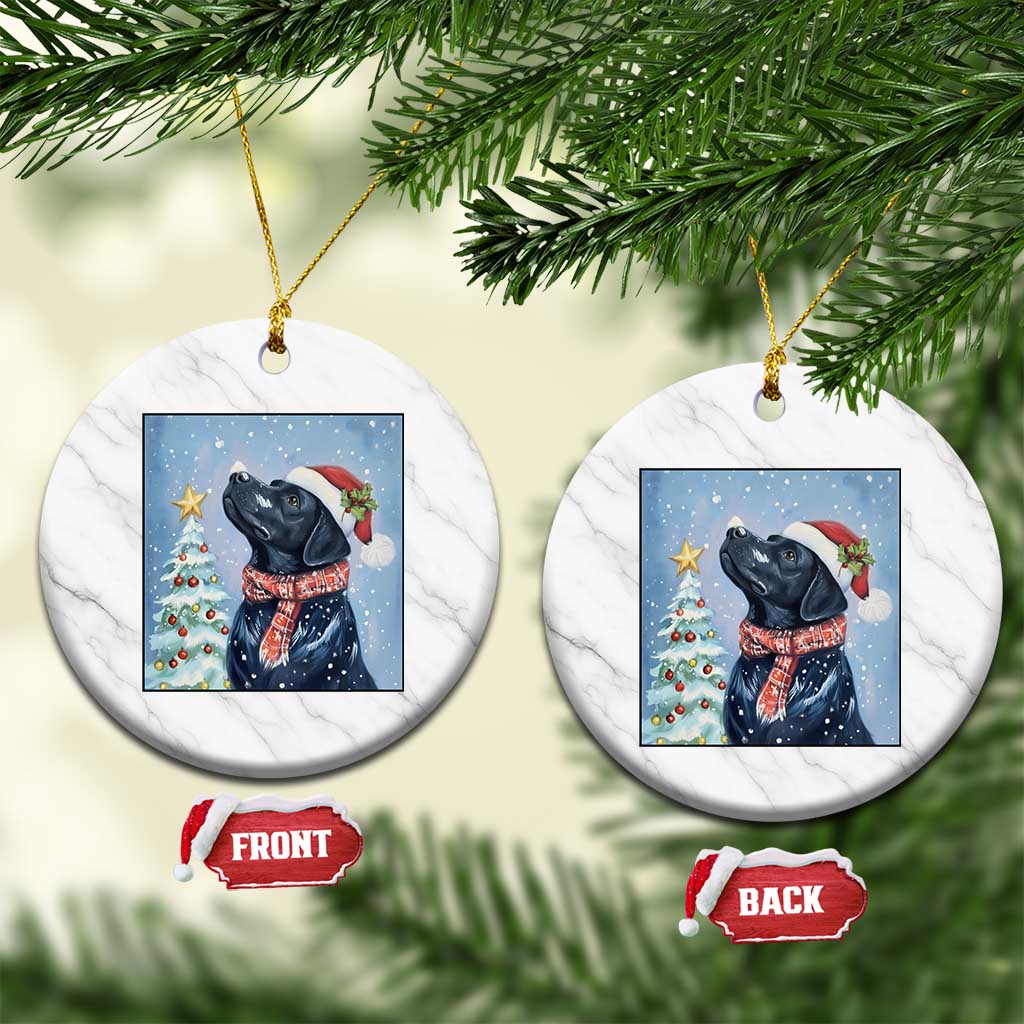 Cute Black Lab Xmas Ceramic Ornament Holiday Dog Lover Gift Idea - Wonder Print Shop