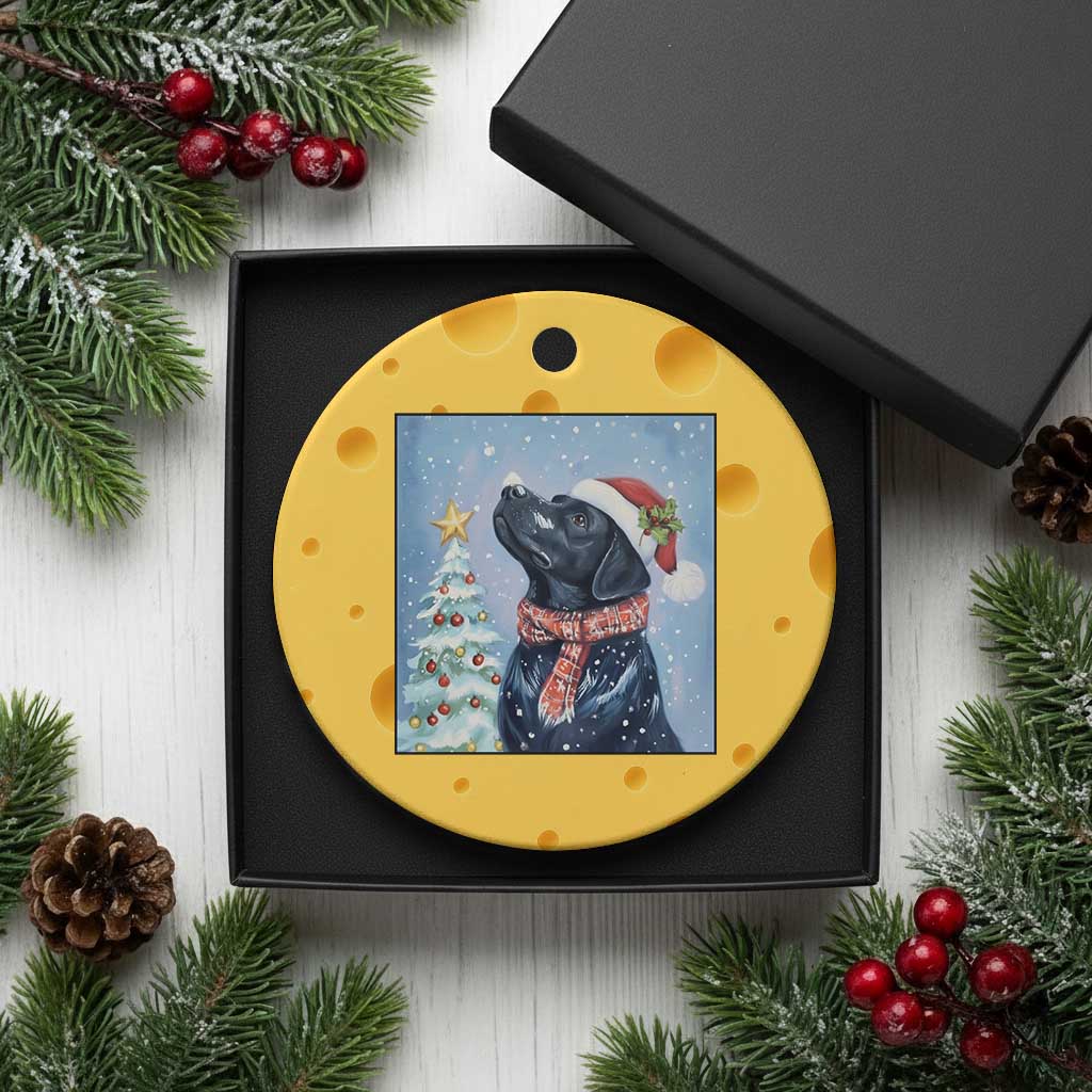 Cute Black Lab Xmas Ceramic Ornament Holiday Dog Lover Gift Idea - Wonder Print Shop