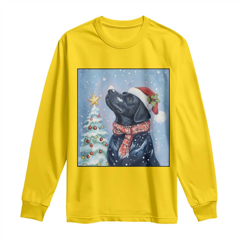 Cute Black Lab Christmas Long Sleeve Shirt Holiday Dog Lover Gift Idea - Wonder Print Shop
