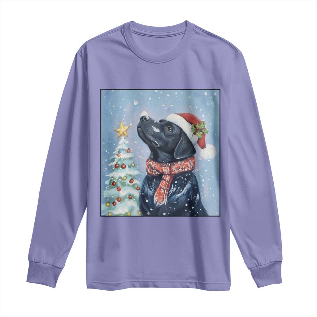 Cute Black Lab Christmas Long Sleeve Shirt Holiday Dog Lover Gift Idea - Wonder Print Shop