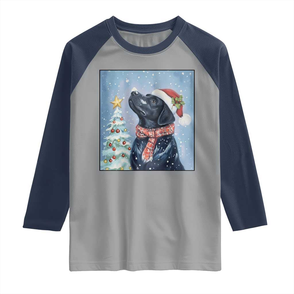 Cute Black Lab Christmas Raglan Shirt Holiday Dog Lover Gift Idea - Wonder Print Shop