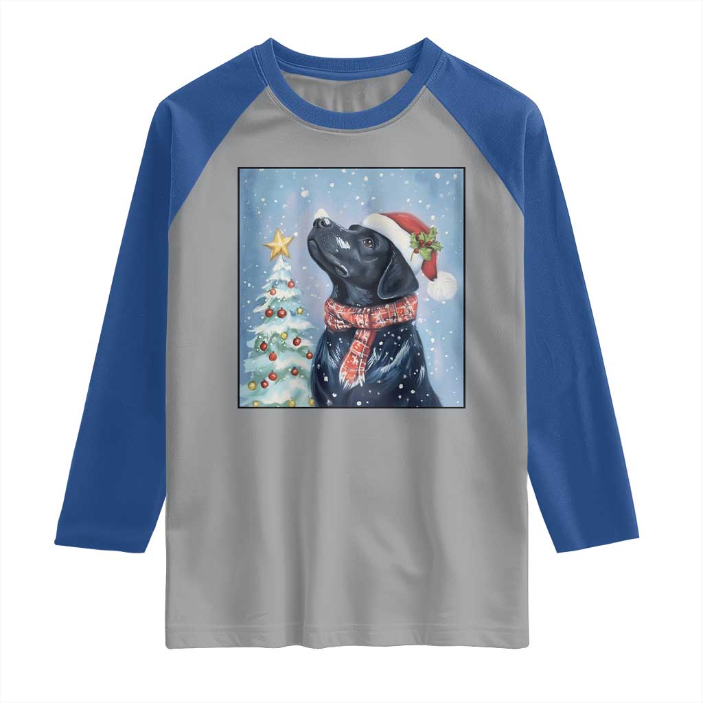 Cute Black Lab Christmas Raglan Shirt Holiday Dog Lover Gift Idea - Wonder Print Shop
