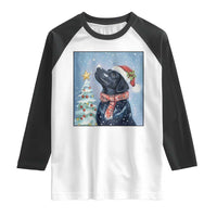 Cute Black Lab Christmas Raglan Shirt Holiday Dog Lover Gift Idea - Wonder Print Shop