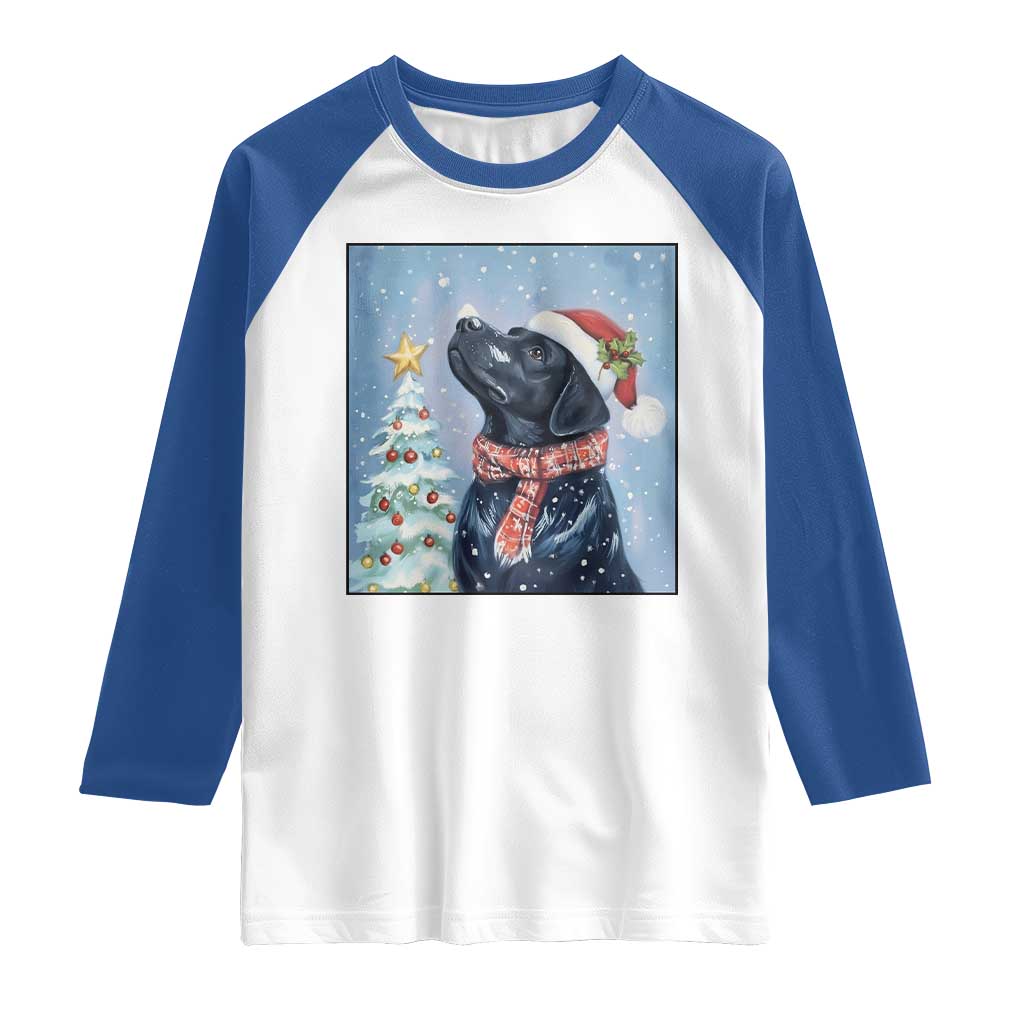 Cute Black Lab Christmas Raglan Shirt Holiday Dog Lover Gift Idea - Wonder Print Shop