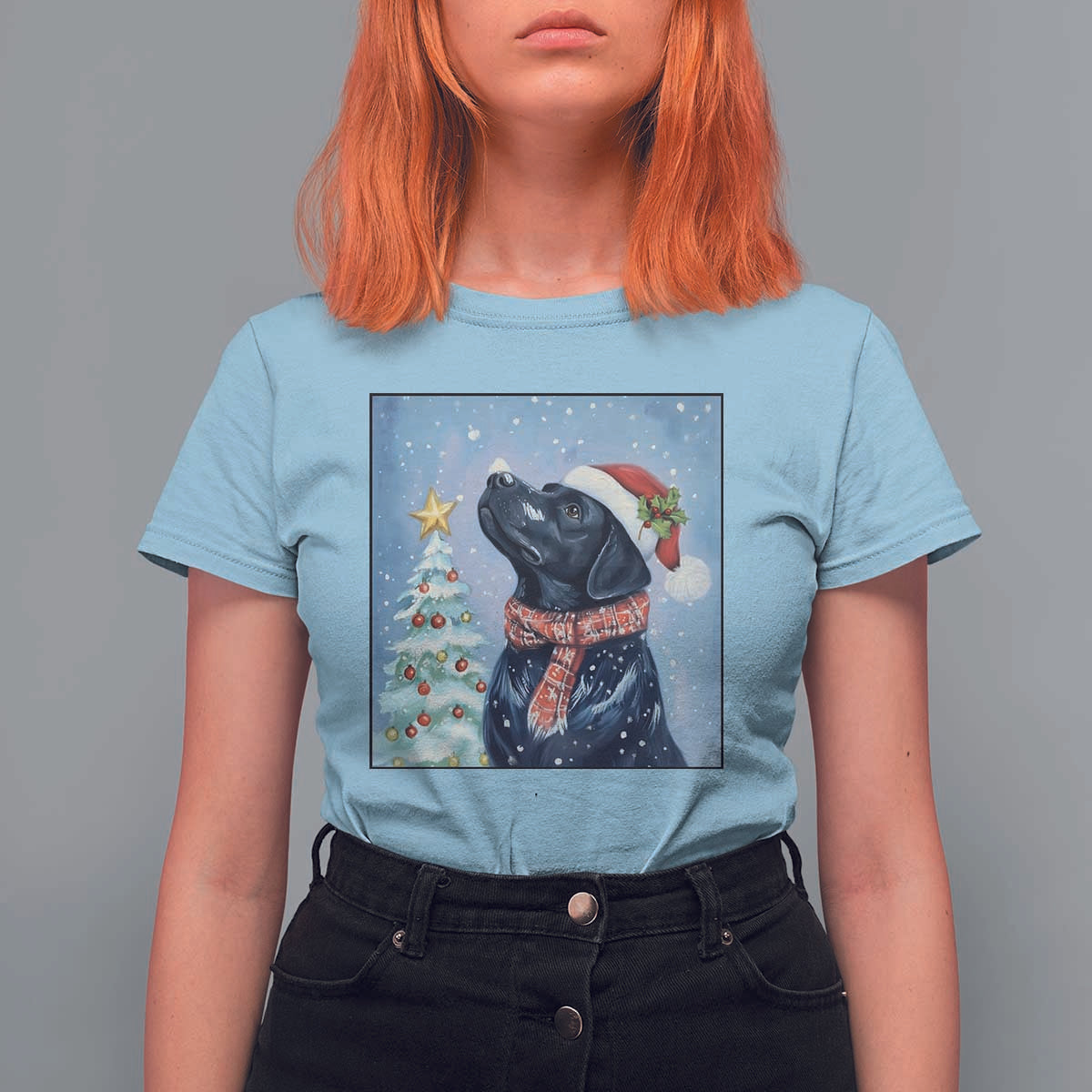 Cute Black Lab Christmas T Shirt For Women Holiday Dog Lover Gift Idea - Wonder Print Shop