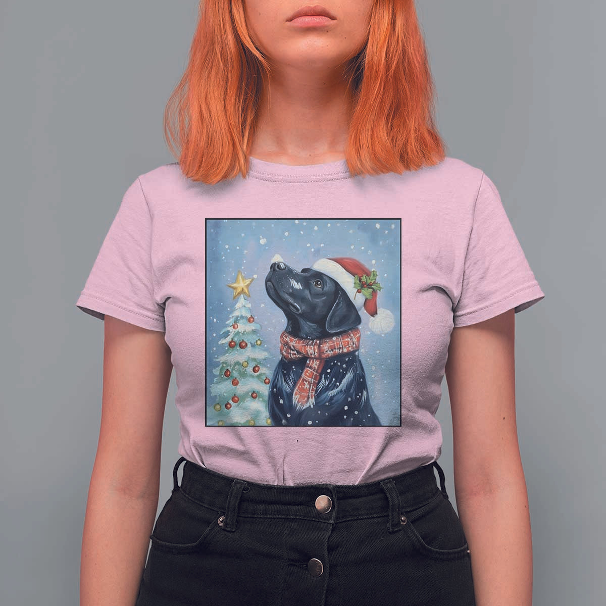 Cute Black Lab Christmas T Shirt For Women Holiday Dog Lover Gift Idea - Wonder Print Shop