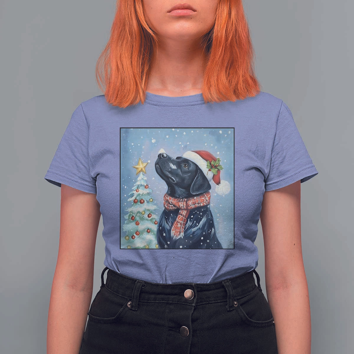 Cute Black Lab Christmas T Shirt For Women Holiday Dog Lover Gift Idea - Wonder Print Shop