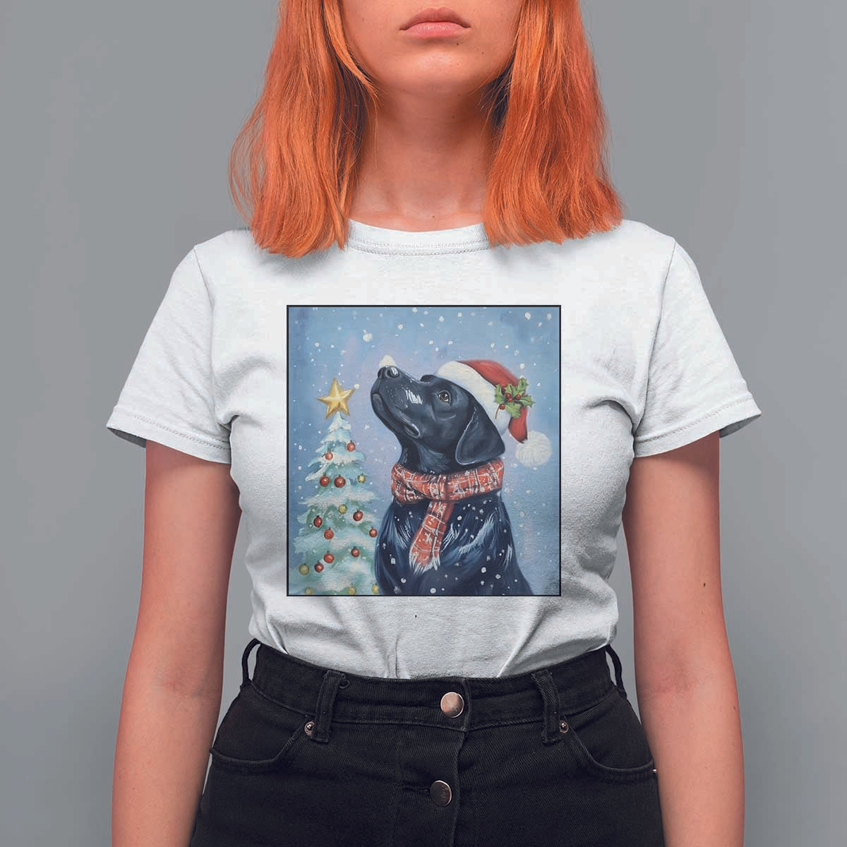 Cute Black Lab Christmas T Shirt For Women Holiday Dog Lover Gift Idea - Wonder Print Shop