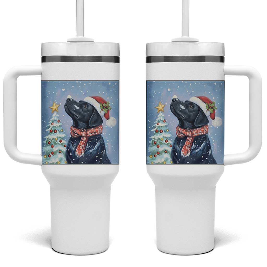 Cute Black Lab Christmas Tumbler With Handle Holiday Dog Lover Gift Idea - Wonder Print Shop
