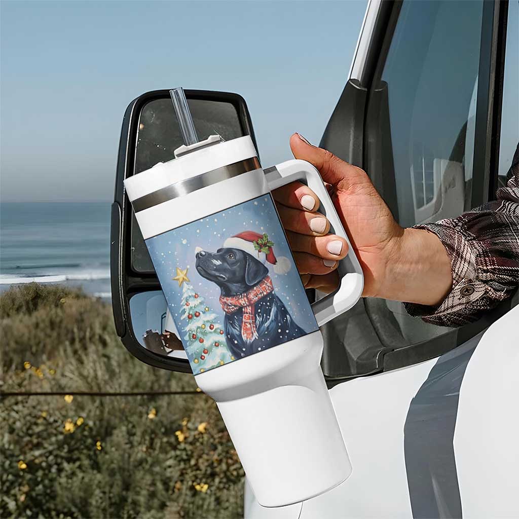 Cute Black Lab Christmas Tumbler With Handle Holiday Dog Lover Gift Idea - Wonder Print Shop
