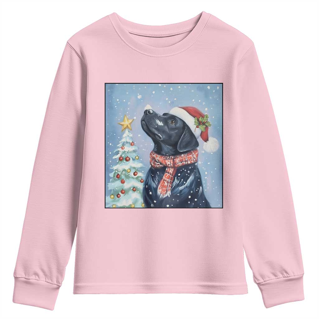 Cute Black Lab Christmas Youth Sweatshirt Holiday Dog Lover Gift Idea - Wonder Print Shop