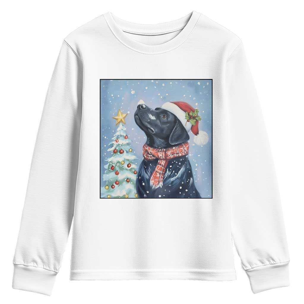 Cute Black Lab Christmas Youth Sweatshirt Holiday Dog Lover Gift Idea - Wonder Print Shop