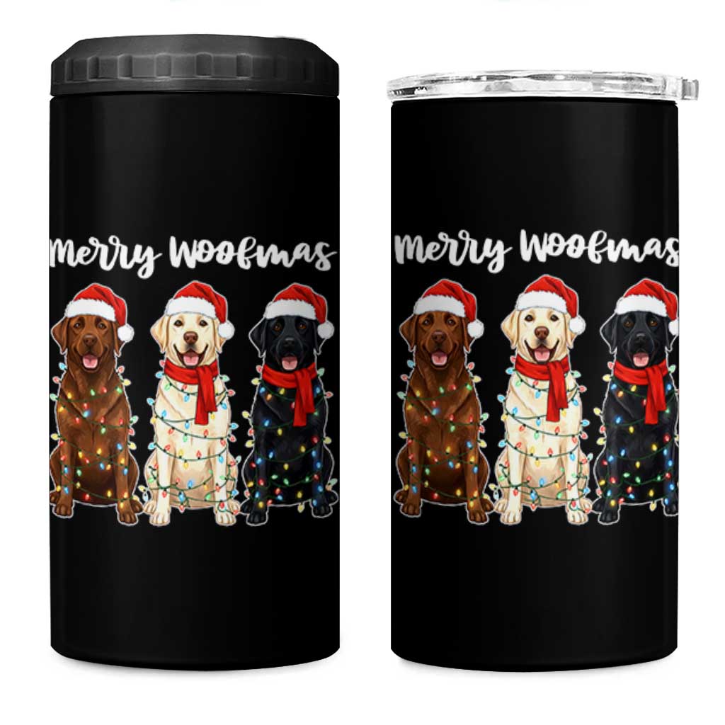 Funny Merry Woofmas 4 in 1 Can Cooler Tumbler Labrador Funny Christmas Dog Lover Gift - Wonder Print Shop