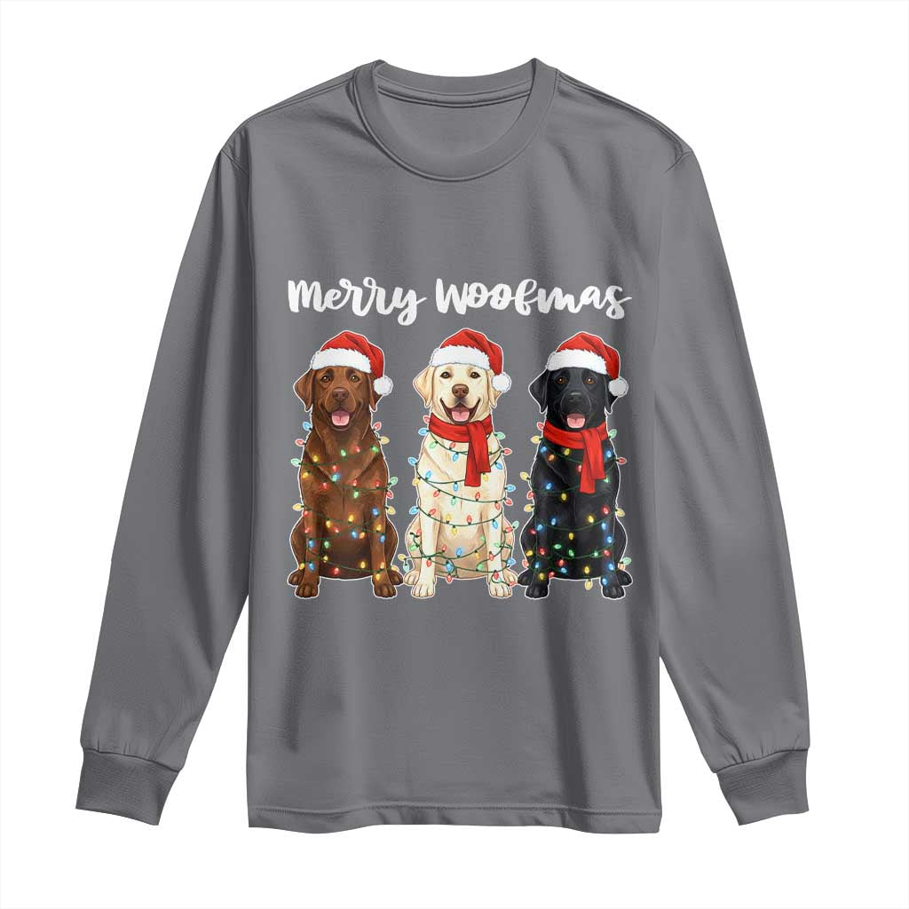 Funny Merry Woofmas Long Sleeve Shirt Labrador Funny Christmas Dog Lover Gift - Wonder Print Shop