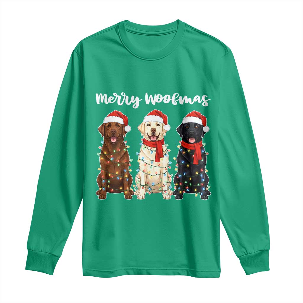 Funny Merry Woofmas Long Sleeve Shirt Labrador Funny Christmas Dog Lover Gift - Wonder Print Shop