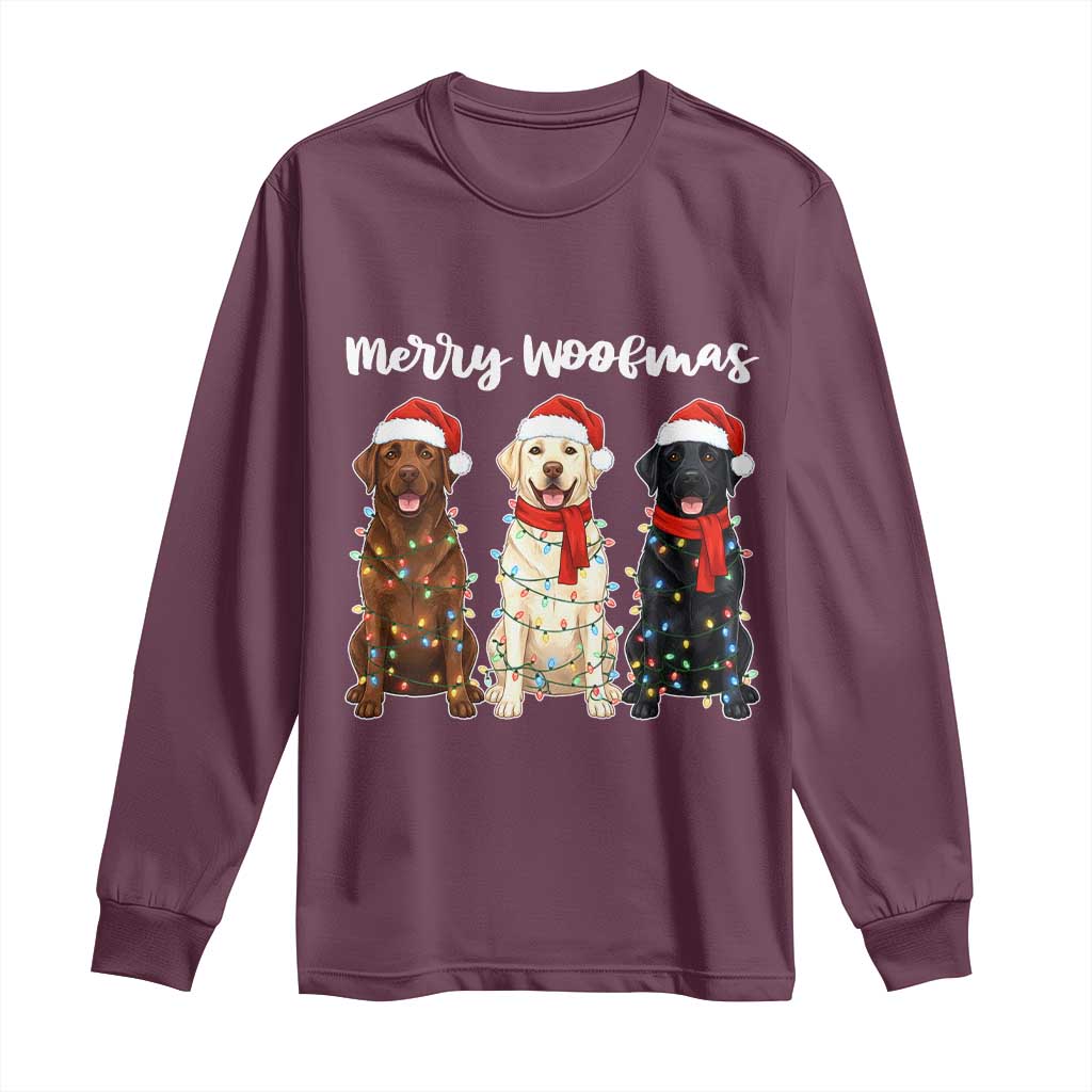 Funny Merry Woofmas Long Sleeve Shirt Labrador Funny Christmas Dog Lover Gift - Wonder Print Shop