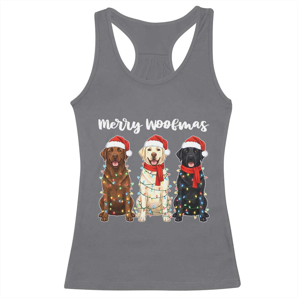 Funny Merry Woofmas Racerback Tank Top Labrador Funny Christmas Dog Lover Gift - Wonder Print Shop