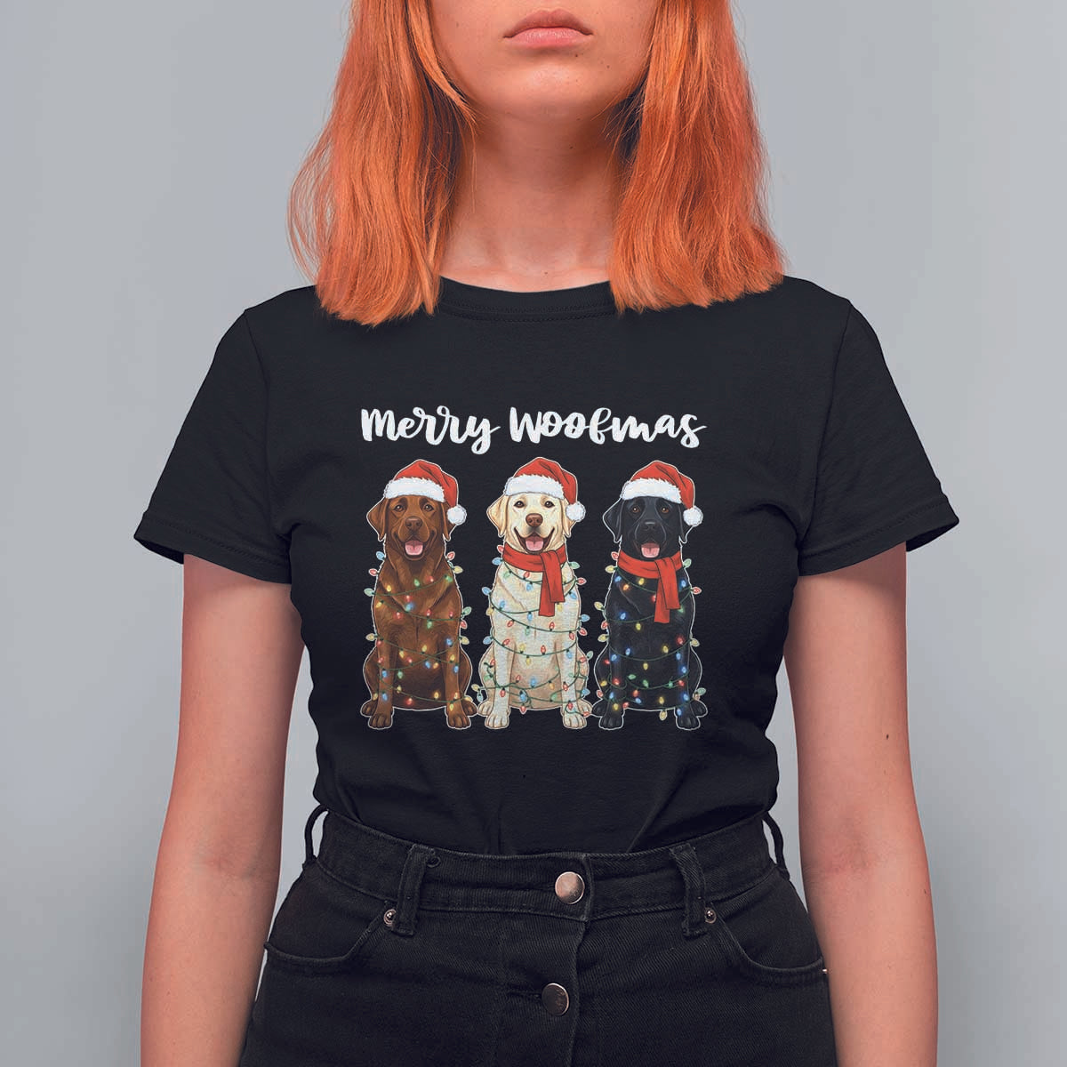 Funny Merry Woofmas T Shirt For Women Labrador Funny Christmas Dog Lover Gift - Wonder Print Shop