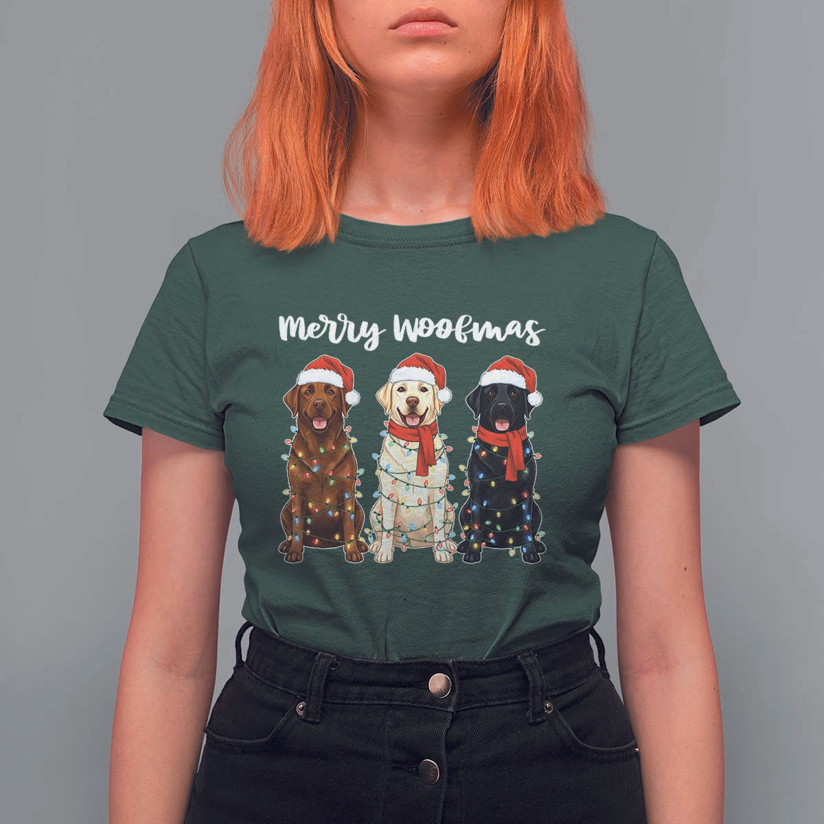 Funny Merry Woofmas T Shirt For Women Labrador Funny Christmas Dog Lover Gift - Wonder Print Shop