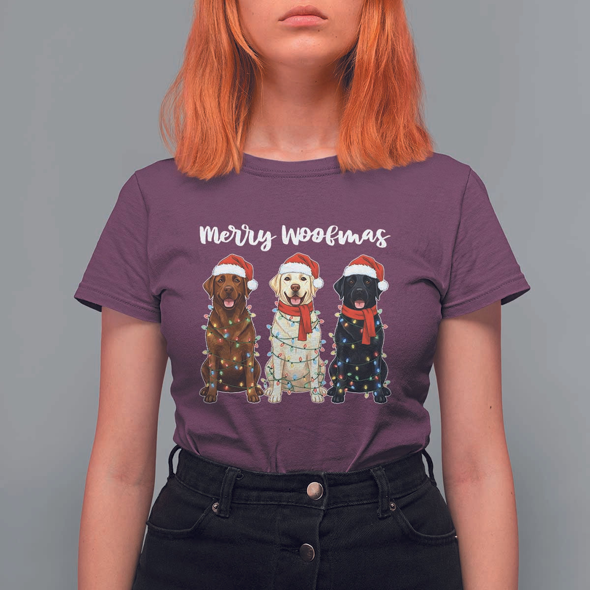 Funny Merry Woofmas T Shirt For Women Labrador Funny Christmas Dog Lover Gift - Wonder Print Shop