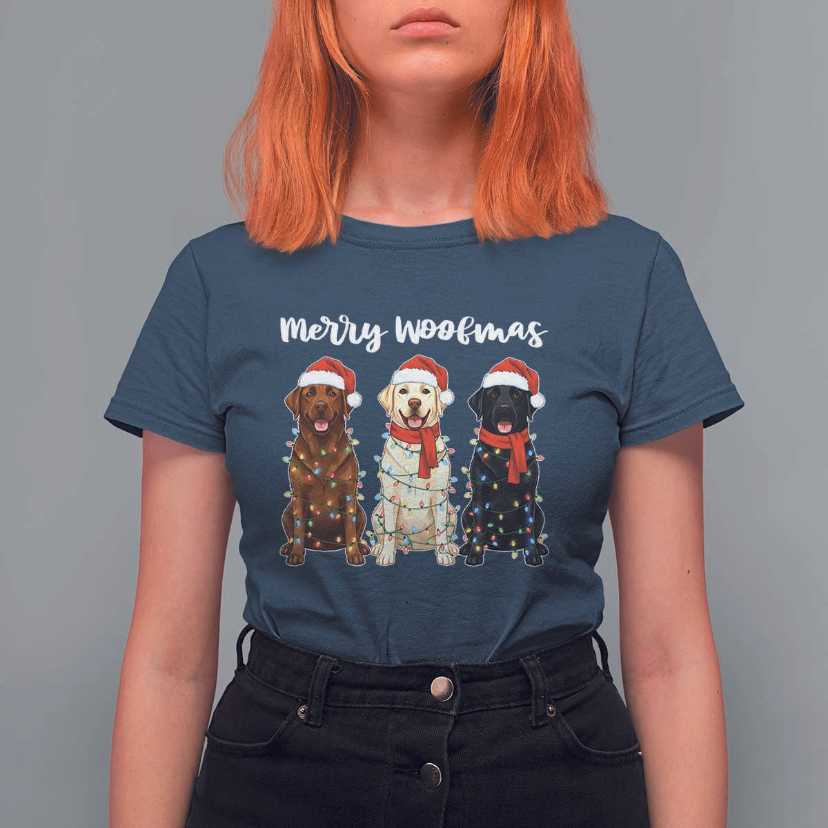 Funny Merry Woofmas T Shirt For Women Labrador Funny Christmas Dog Lover Gift - Wonder Print Shop