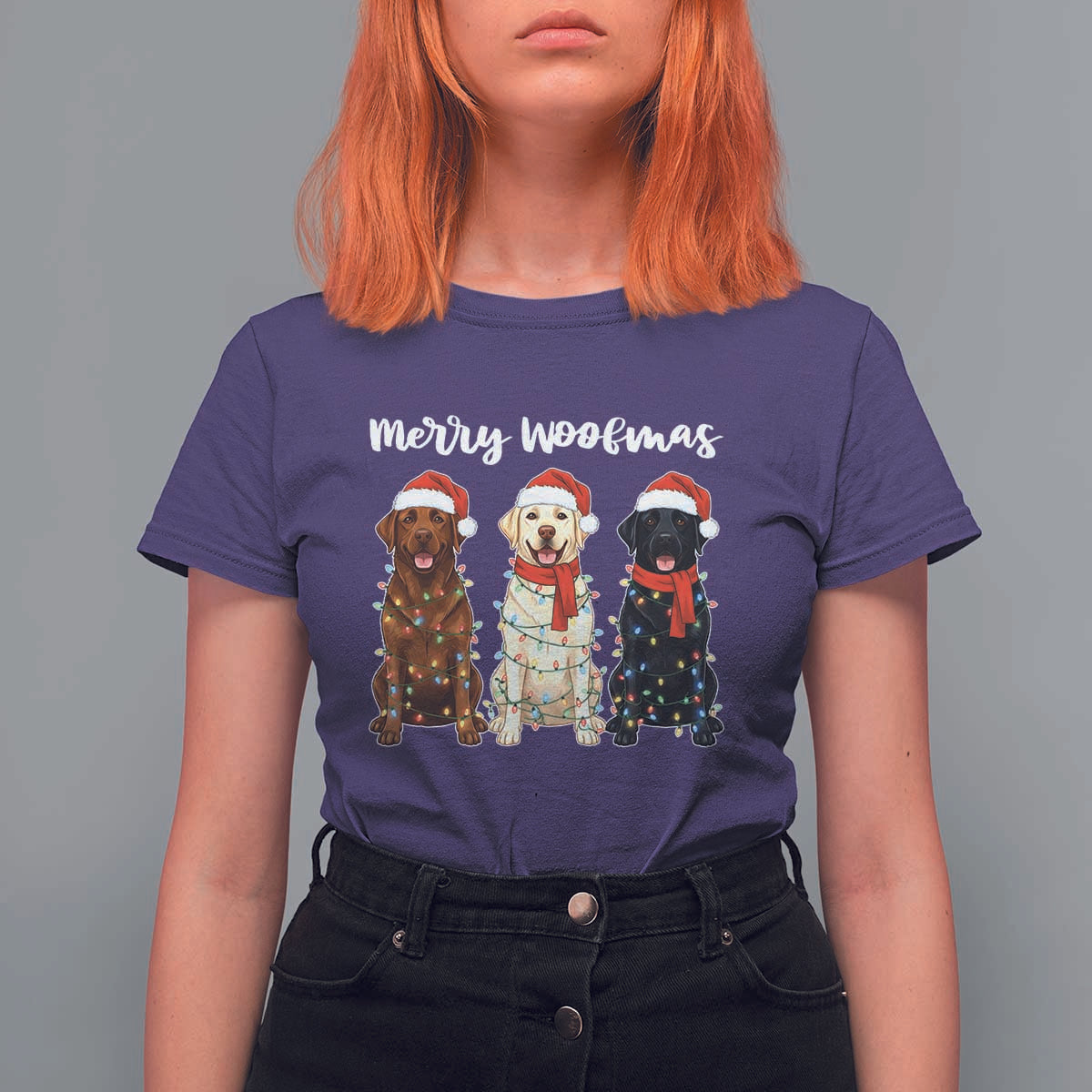 Funny Merry Woofmas T Shirt For Women Labrador Funny Christmas Dog Lover Gift - Wonder Print Shop