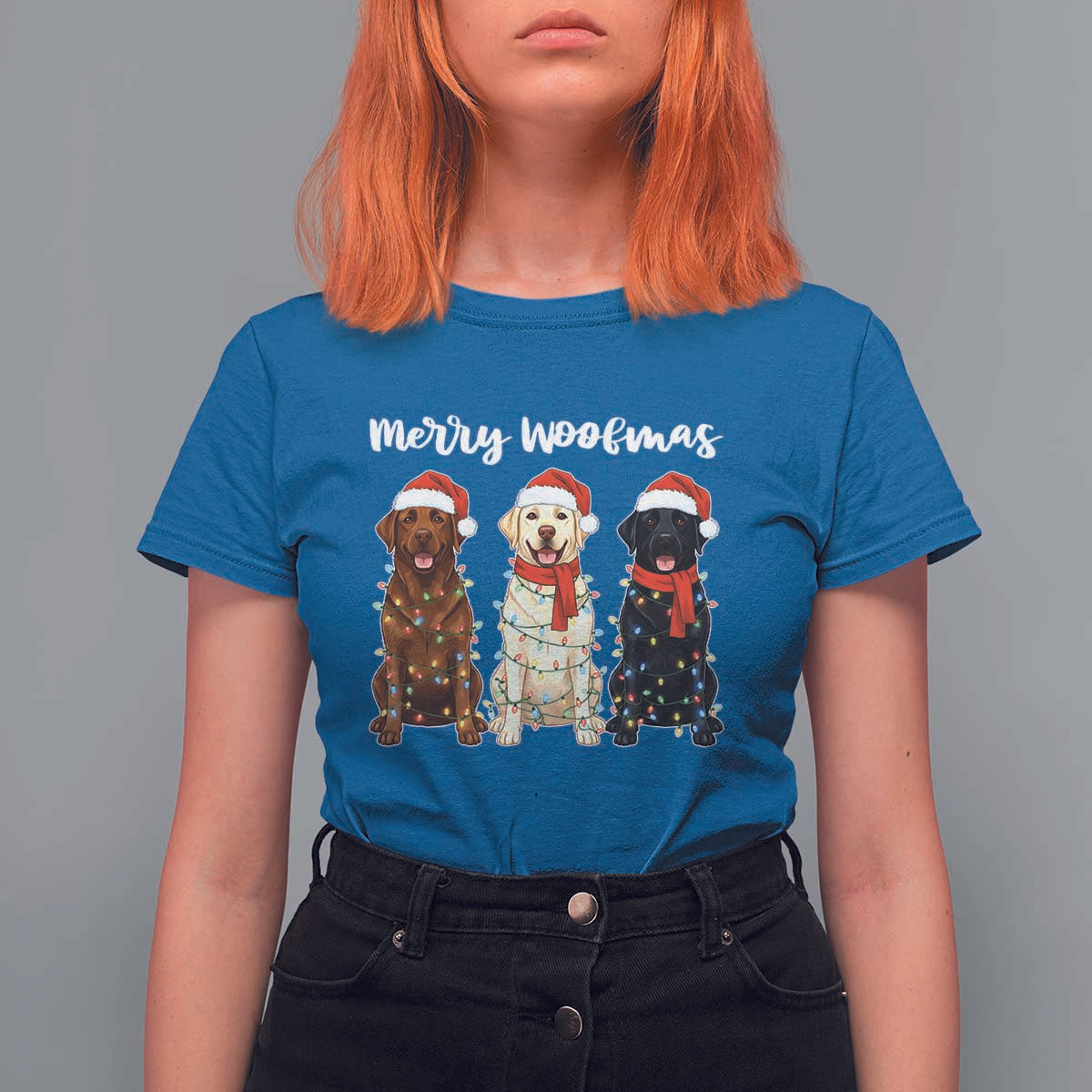 Funny Merry Woofmas T Shirt For Women Labrador Funny Christmas Dog Lover Gift - Wonder Print Shop