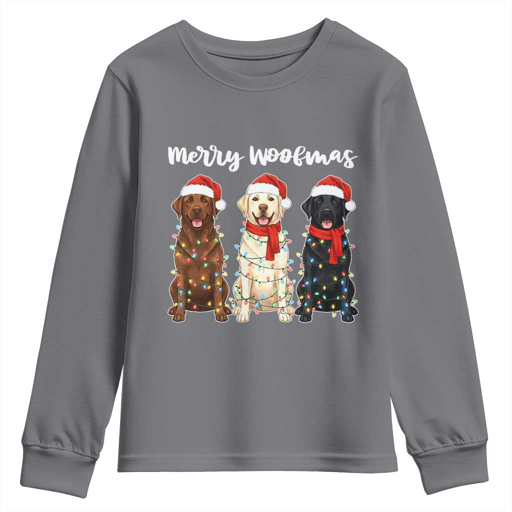 Funny Merry Woofmas Youth Sweatshirt Labrador Funny Christmas Dog Lover Gift - Wonder Print Shop