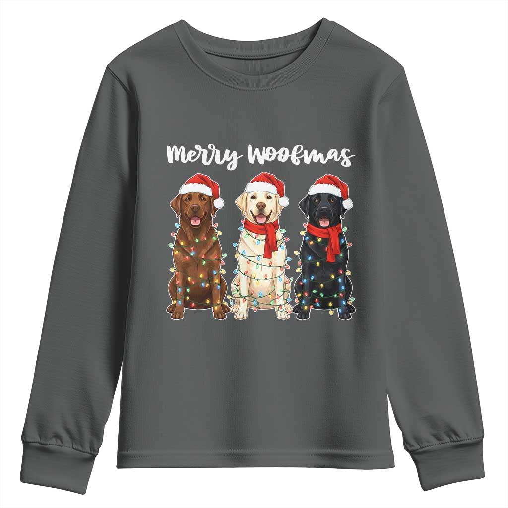 Funny Merry Woofmas Youth Sweatshirt Labrador Funny Christmas Dog Lover Gift - Wonder Print Shop