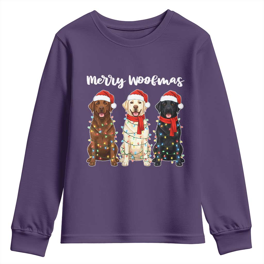 Funny Merry Woofmas Youth Sweatshirt Labrador Funny Christmas Dog Lover Gift - Wonder Print Shop