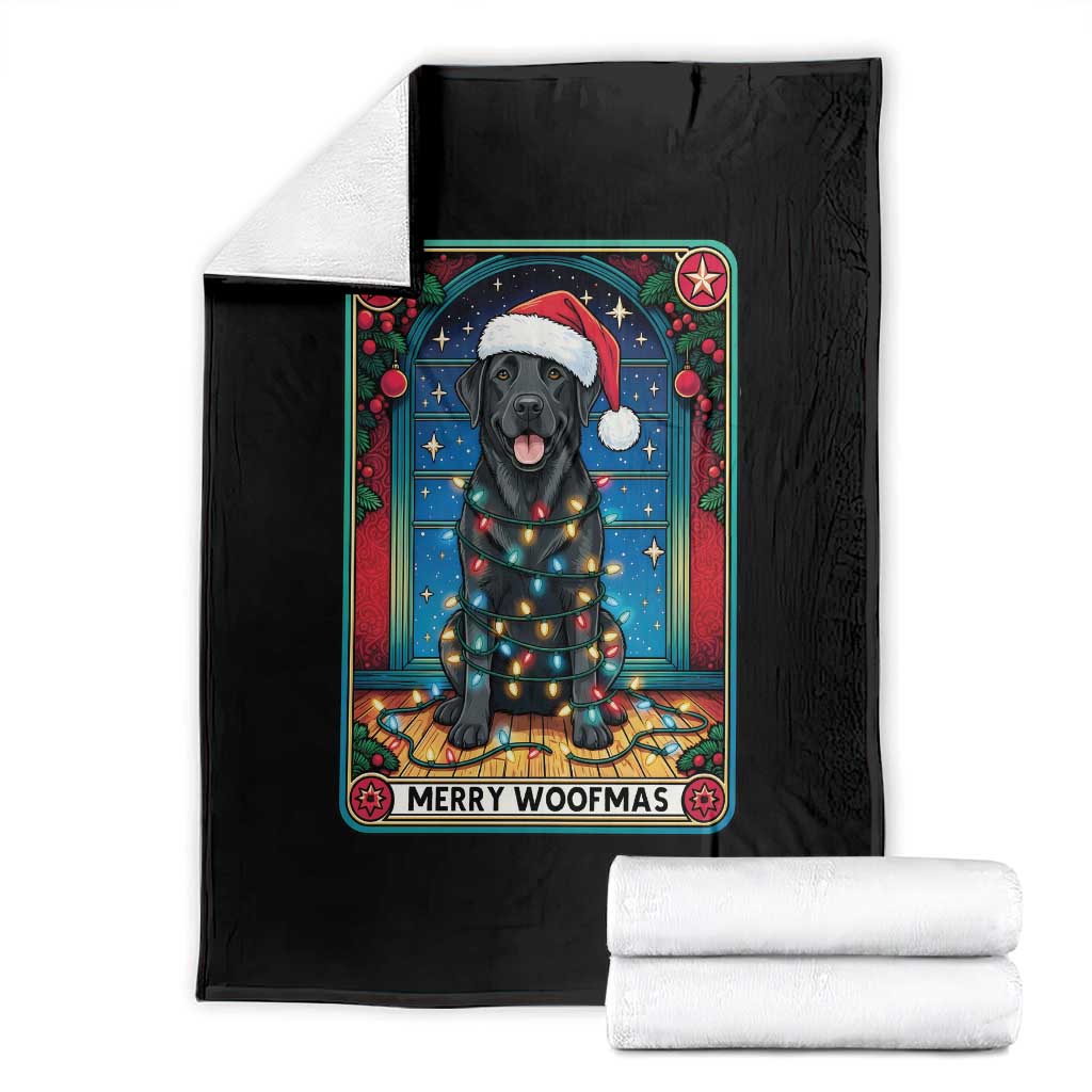 Merry Woofmas Throw Blanket Funny Tarot Card Labrador Retriever Christmas Gift - Wonder Print Shop