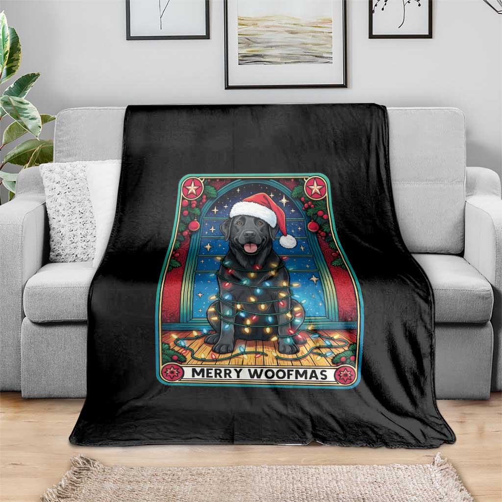 Merry Woofmas Throw Blanket Funny Tarot Card Labrador Retriever Christmas Gift - Wonder Print Shop