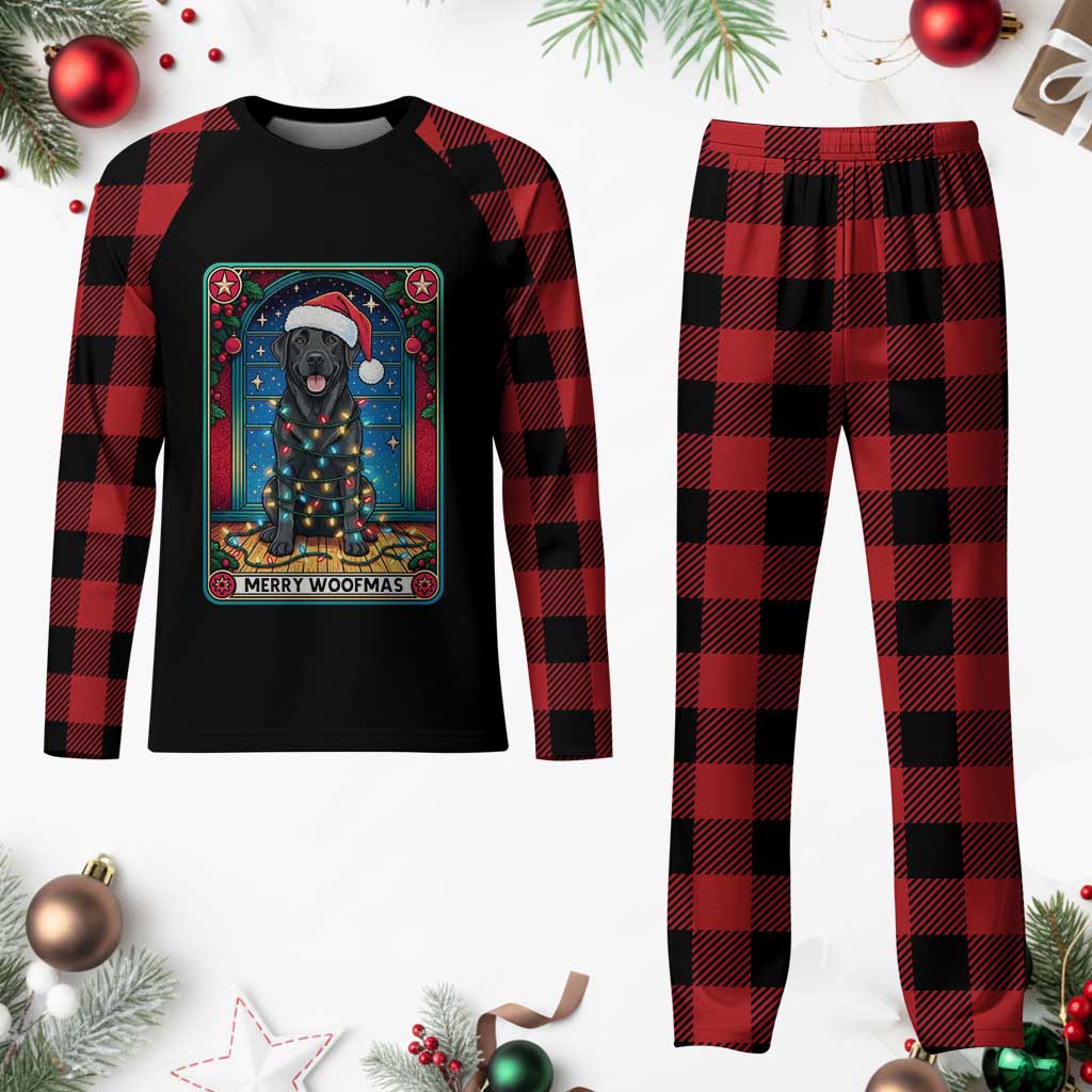 Merry Woofmas Plaid Pajama Set Funny Tarot Card Labrador Retriever Xmas Gift - Wonder Print Shop