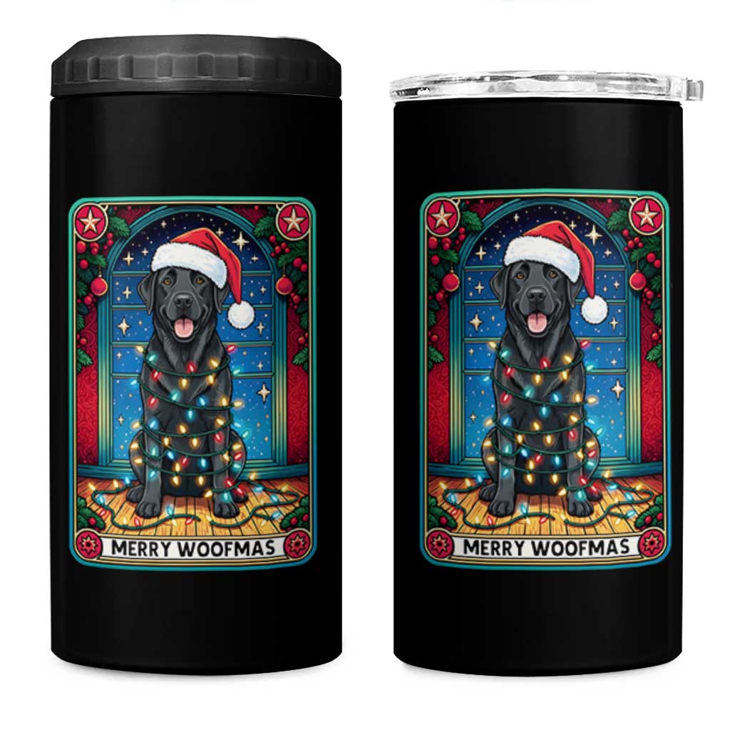 Merry Woofmas 4 in 1 Can Cooler Tumbler Funny Tarot Card Labrador Retriever Christmas Gift - Wonder Print Shop
