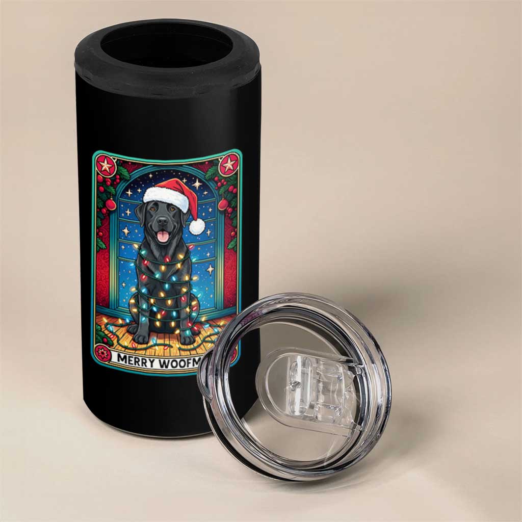Merry Woofmas 4 in 1 Can Cooler Tumbler Funny Tarot Card Labrador Retriever Christmas Gift - Wonder Print Shop