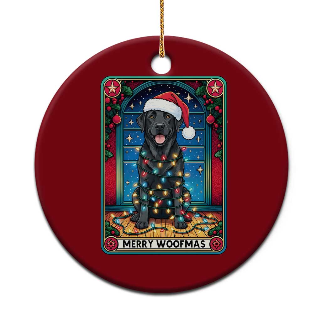 Merry Woofmas Ceramic Ornament Funny Tarot Card Labrador Retriever Christmas Gift - Wonder Print Shop