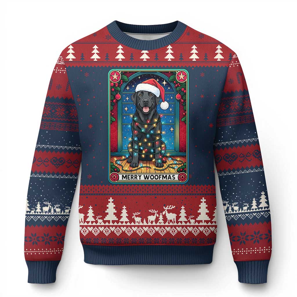 Merry Woofmas Ugly Christmas Sweater Funny Tarot Card Labrador Retriever Xmas Gift - Wonder Print Shop