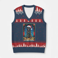 Merry Woofmas V-Neck Knit Sweater Vest Funny Tarot Card Labrador Retriever Xmas Gift - Wonder Print Shop