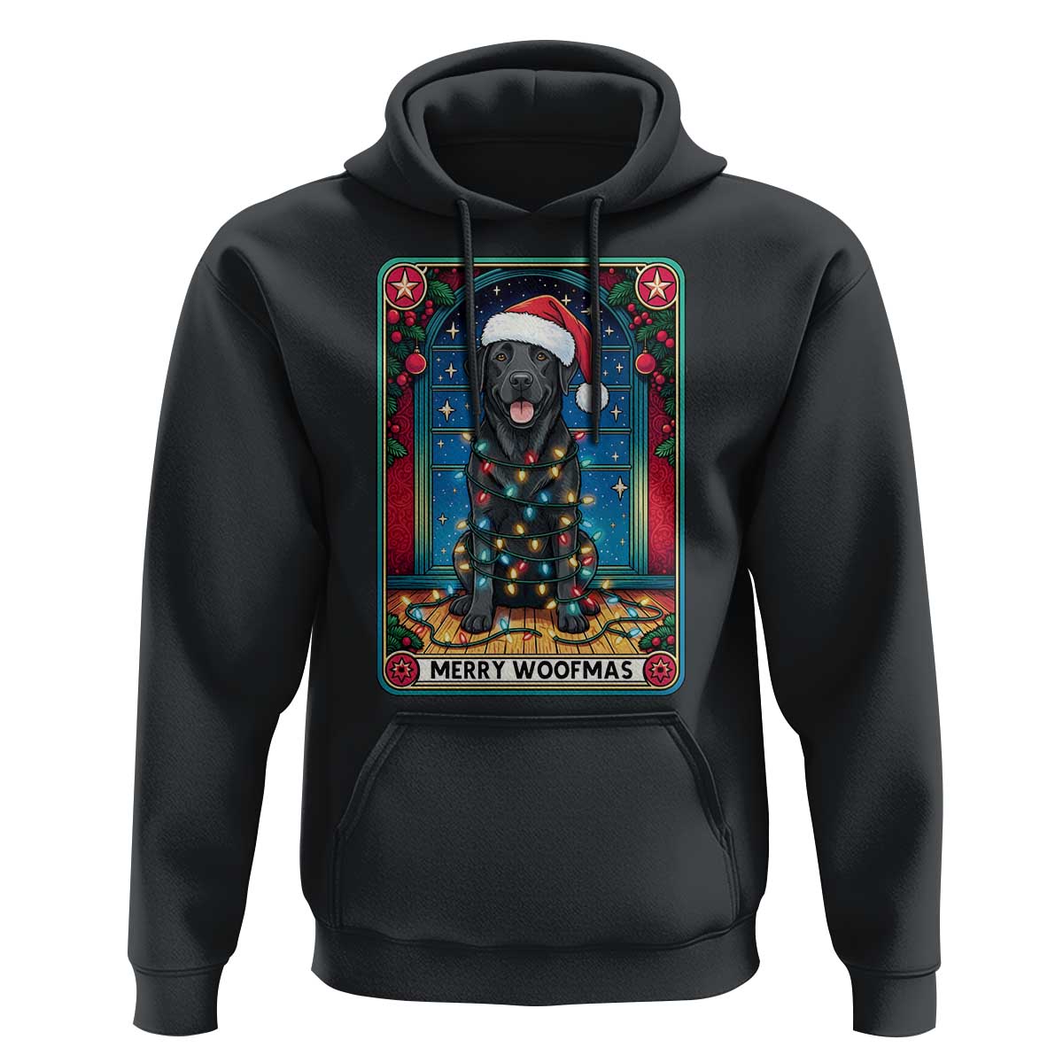 Merry Woofmas Hoodie Funny Tarot Card Labrador Retriever Christmas Gift - Wonder Print Shop