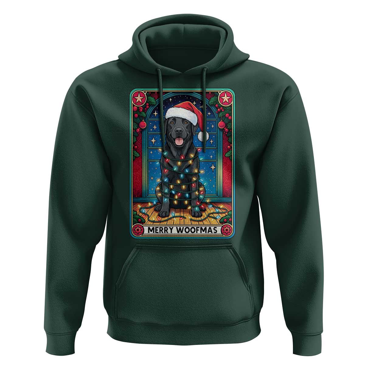 Merry Woofmas Hoodie Funny Tarot Card Labrador Retriever Christmas Gift - Wonder Print Shop