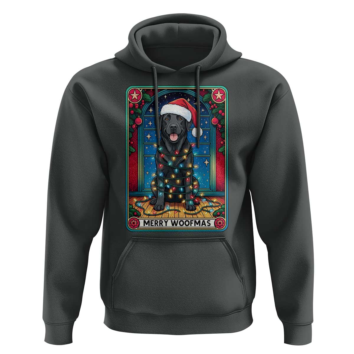 Merry Woofmas Hoodie Funny Tarot Card Labrador Retriever Christmas Gift - Wonder Print Shop