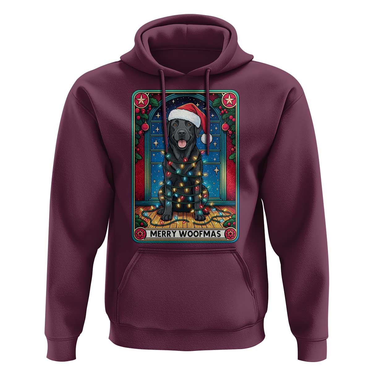 Merry Woofmas Hoodie Funny Tarot Card Labrador Retriever Christmas Gift - Wonder Print Shop