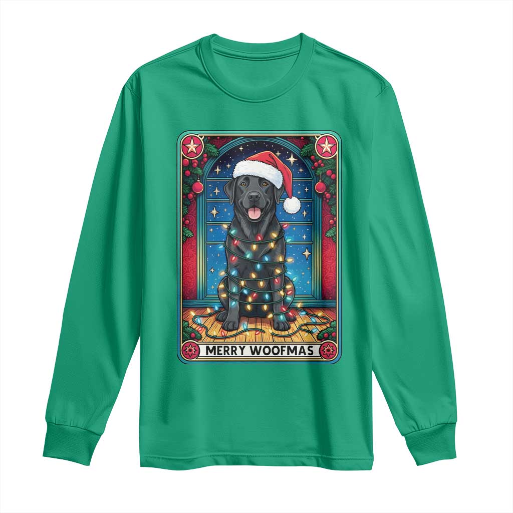 Merry Woofmas Long Sleeve Shirt Funny Tarot Card Labrador Retriever Christmas Gift - Wonder Print Shop