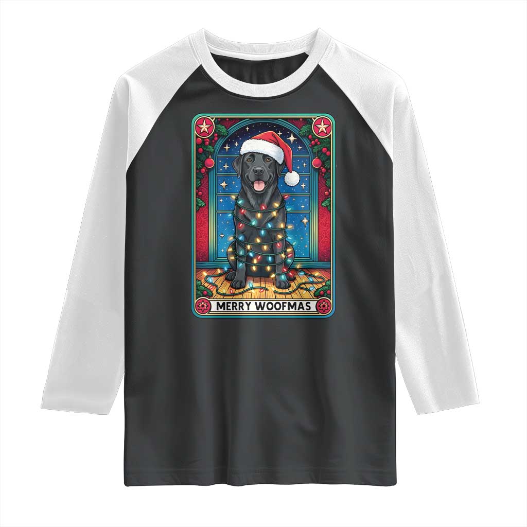 Merry Woofmas Raglan Shirt Funny Tarot Card Labrador Retriever Christmas Gift - Wonder Print Shop