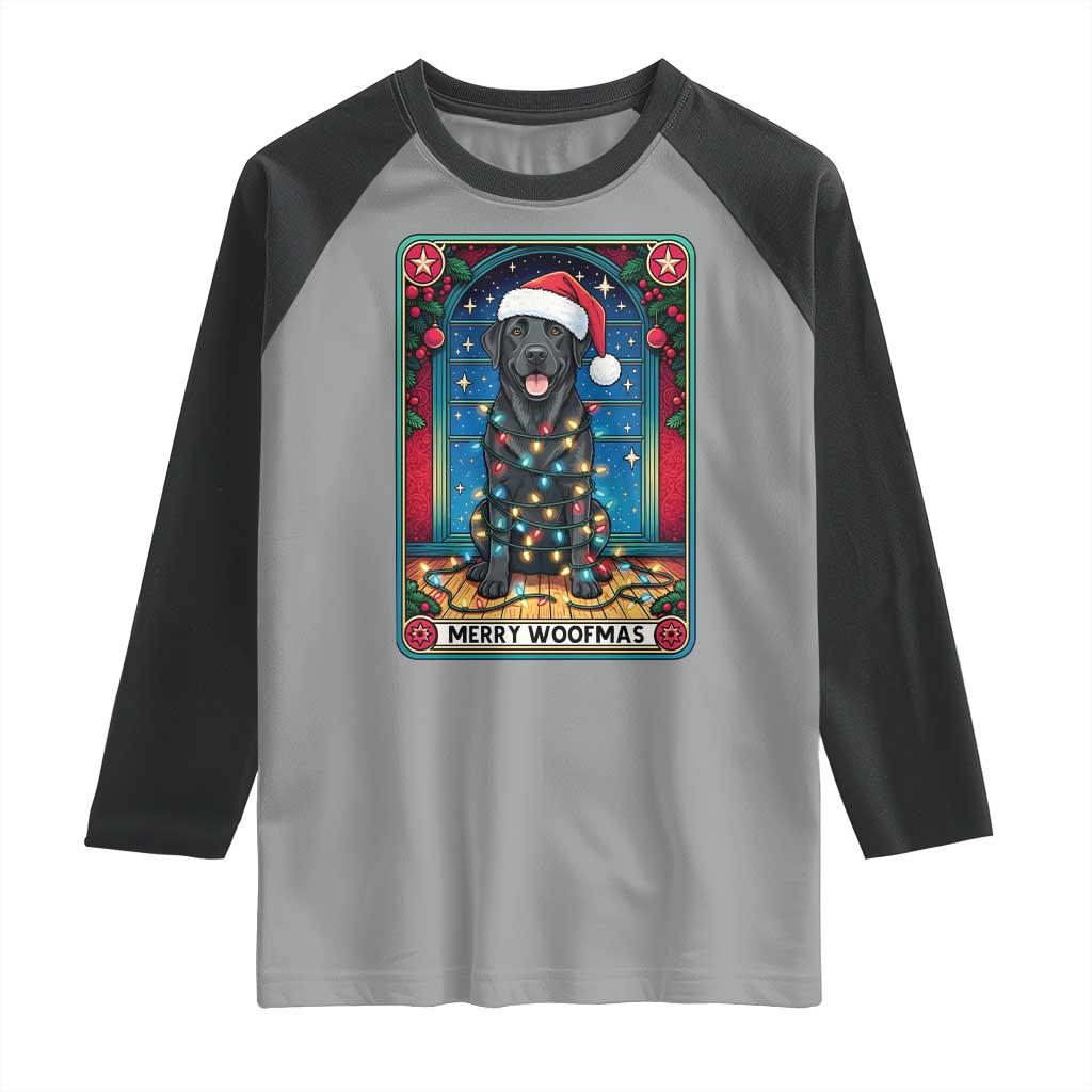 Merry Woofmas Raglan Shirt Funny Tarot Card Labrador Retriever Christmas Gift - Wonder Print Shop